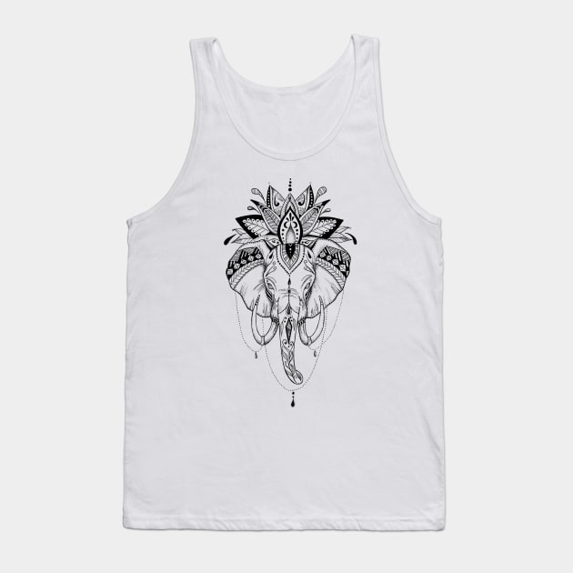 Zentangle Elephant Tank Top by Prettielilpixie